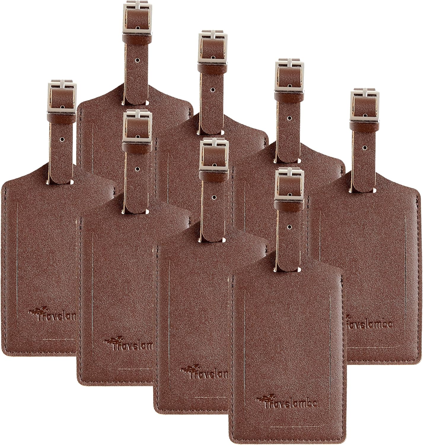 8 Pack Leather Luggage Travel Bag Tags by Travelambo