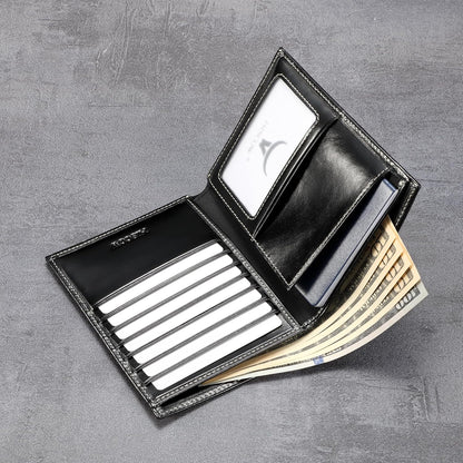 HISCOW Italian Leather Passport Holder for Travel - RFID Blocking Wallet Cover with Secure Organizer for Men & Women, US & Foreign Trips, Antiqued Black