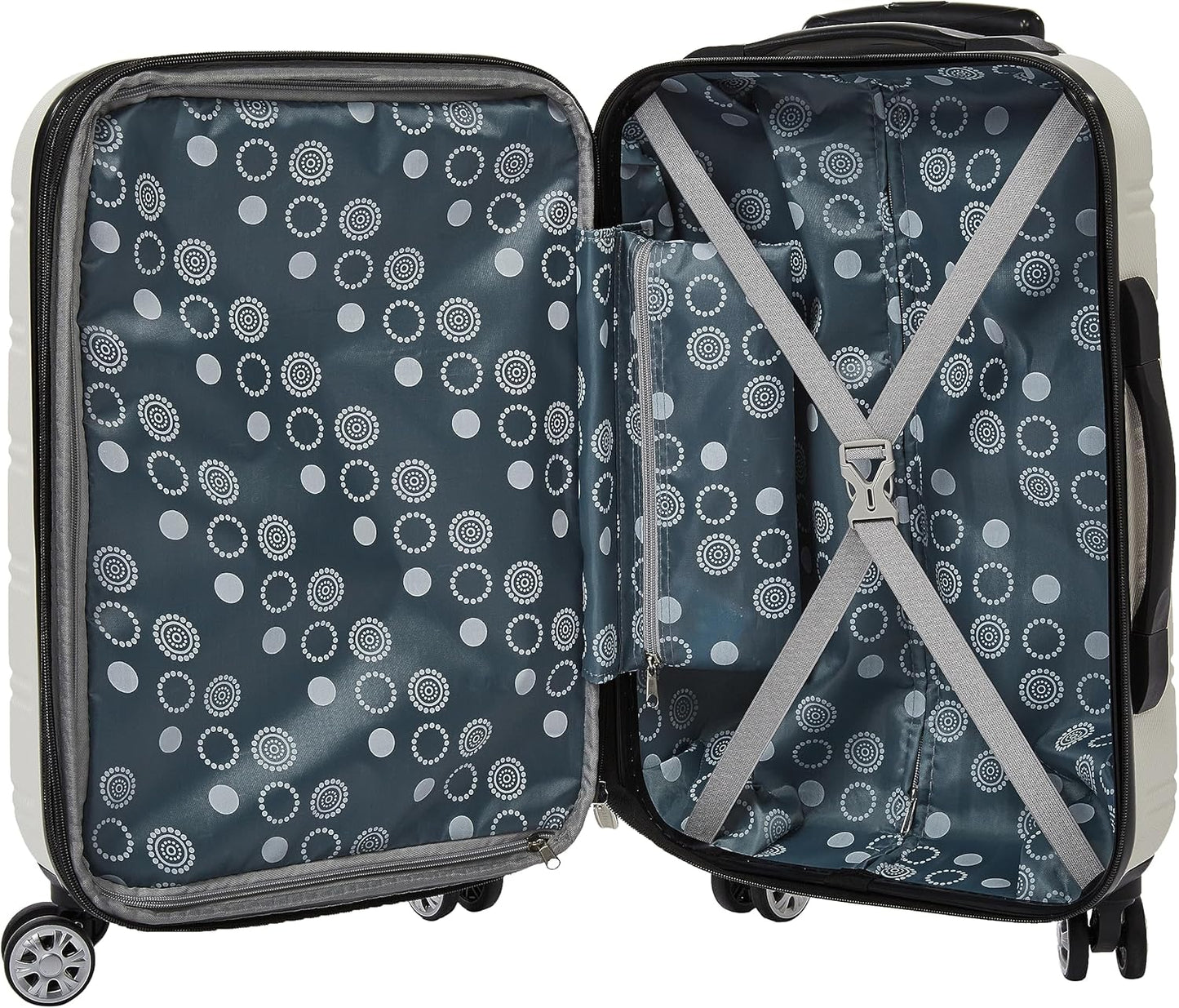 Rockland Melbourne Hardside Expandable Spinner Wheel Luggage, White, 2 Piece (20/28)