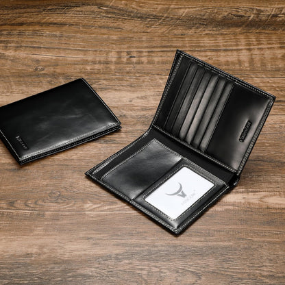 HISCOW Italian Leather Passport Holder for Travel - RFID Blocking Wallet Cover with Secure Organizer for Men & Women, US & Foreign Trips, Antiqued Black