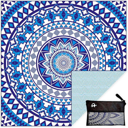 Elite Trend Microfiber Beach Towel for Adults with Bag - XXL 72x72 inch Lightweight Sand Free Quick Dry Towel for Travel, Swimming, Yoga, Camping (Blue Beauty)