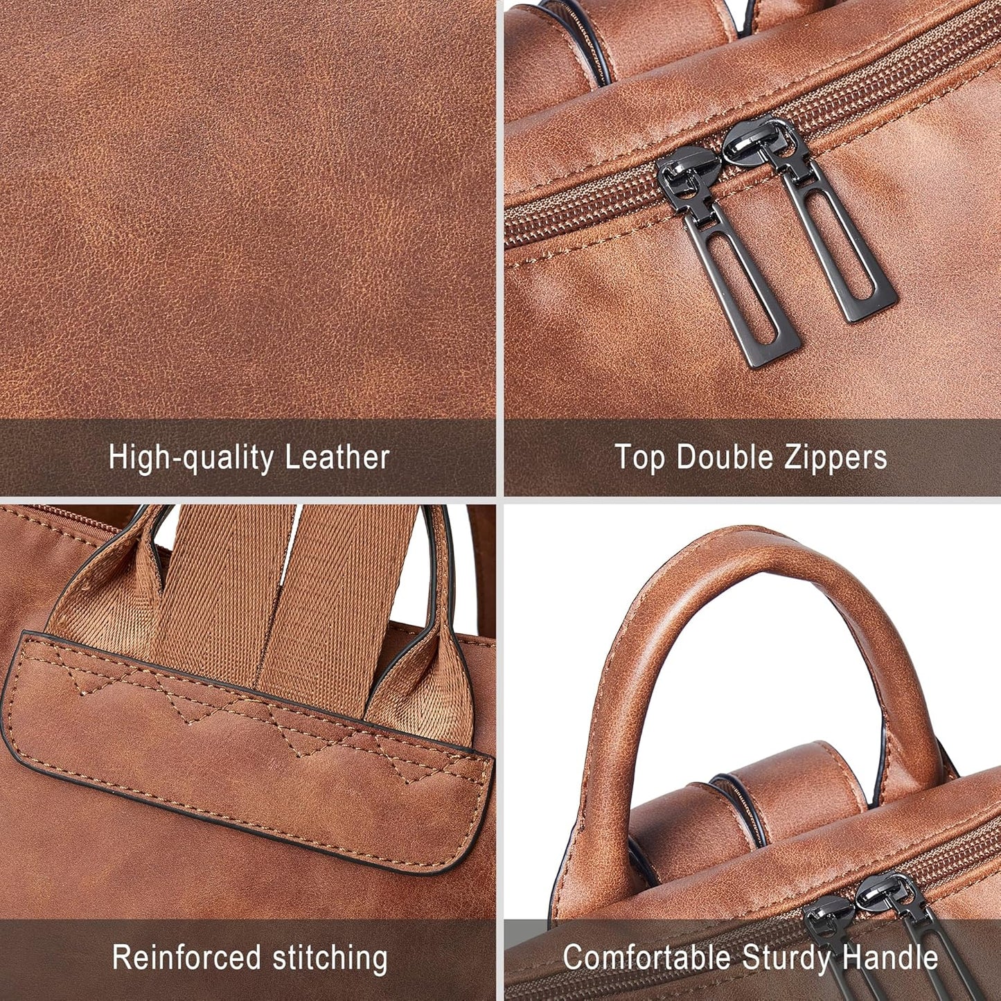 Shrrie Vegan Leather Laptop Backpack for Women 15.6 inch Work Backpack Fashion Travel Backpack Purse for Travel College Work