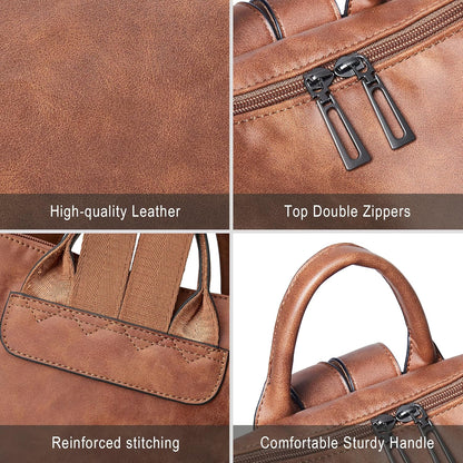 Shrrie Vegan Leather Laptop Backpack for Women 15.6 inch Work Backpack Fashion Travel Backpack Purse for Travel College Work