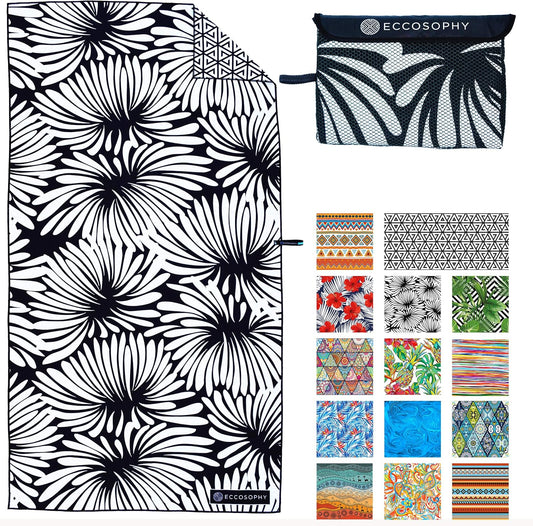 ECCOSOPHY Microfiber Beach Towel - Sand Free Towels are Quick Dry, Light Weight, Super Absorbent - Perfect Pool, Travel, Cruise, Camping Essentials - Oversized Extra Large for Adults 71x35 in