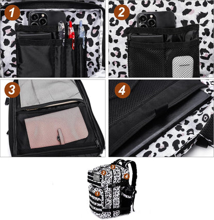 LHI Military Tactical Backpack for Men and Women 45L Army 3 Days Assault Pack Bag Large Rucksack with Molle System - Leopard
