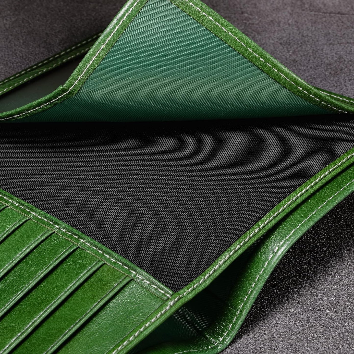 HISCOW Italian Leather Passport Holder for Travel - RFID Blocking Wallet Cover with Secure Organizer for Men & Women, US & Foreign Trips, Green Vegetable-Tanned Leather