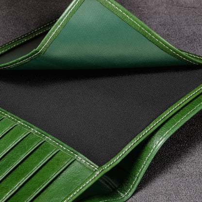 HISCOW Italian Leather Passport Holder for Travel - RFID Blocking Wallet Cover with Secure Organizer for Men & Women, US & Foreign Trips, Green Vegetable-Tanned Leather