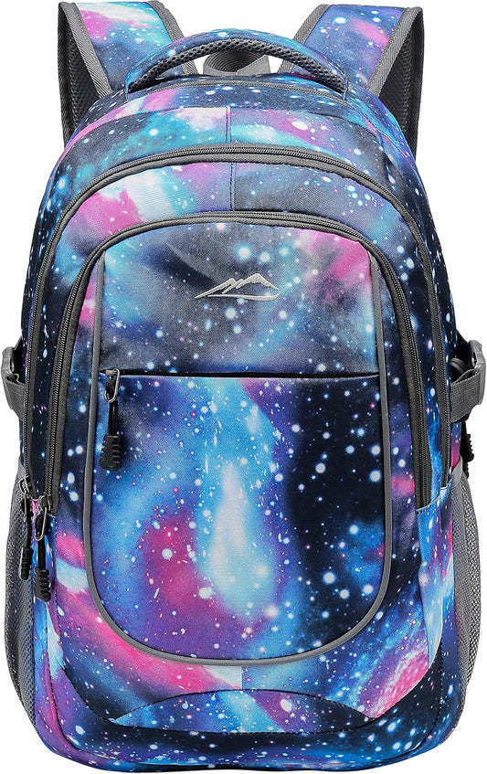 Galaxy Backpack for College Sturdy Bookbag Travel Business with USB Charging Port Laptop compartment Chest Straps Anti Theft Night Light Reflective (Galaxy)
