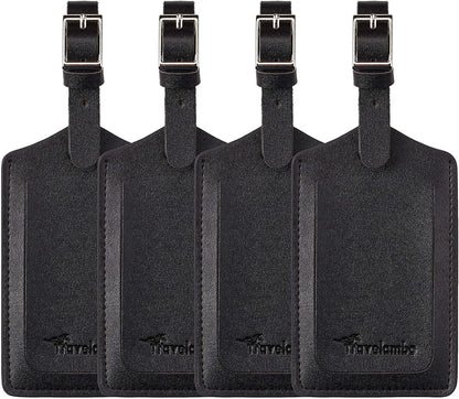 Travelambo Luggage Tags for Suitcases PU Leather Travel Tags Bag Tags Privacy Protection Travel Essentials