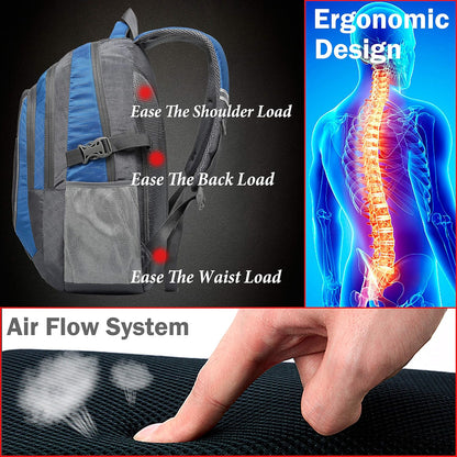 ProEtrade Extra Large Backpack Bookbag for College Travel Laptop Business Hiking Backpack Fit Laptop Up to 17 Inch Sturdy Multi Compartment Gifts for Men Women Night Light Reflective (Light Blue)