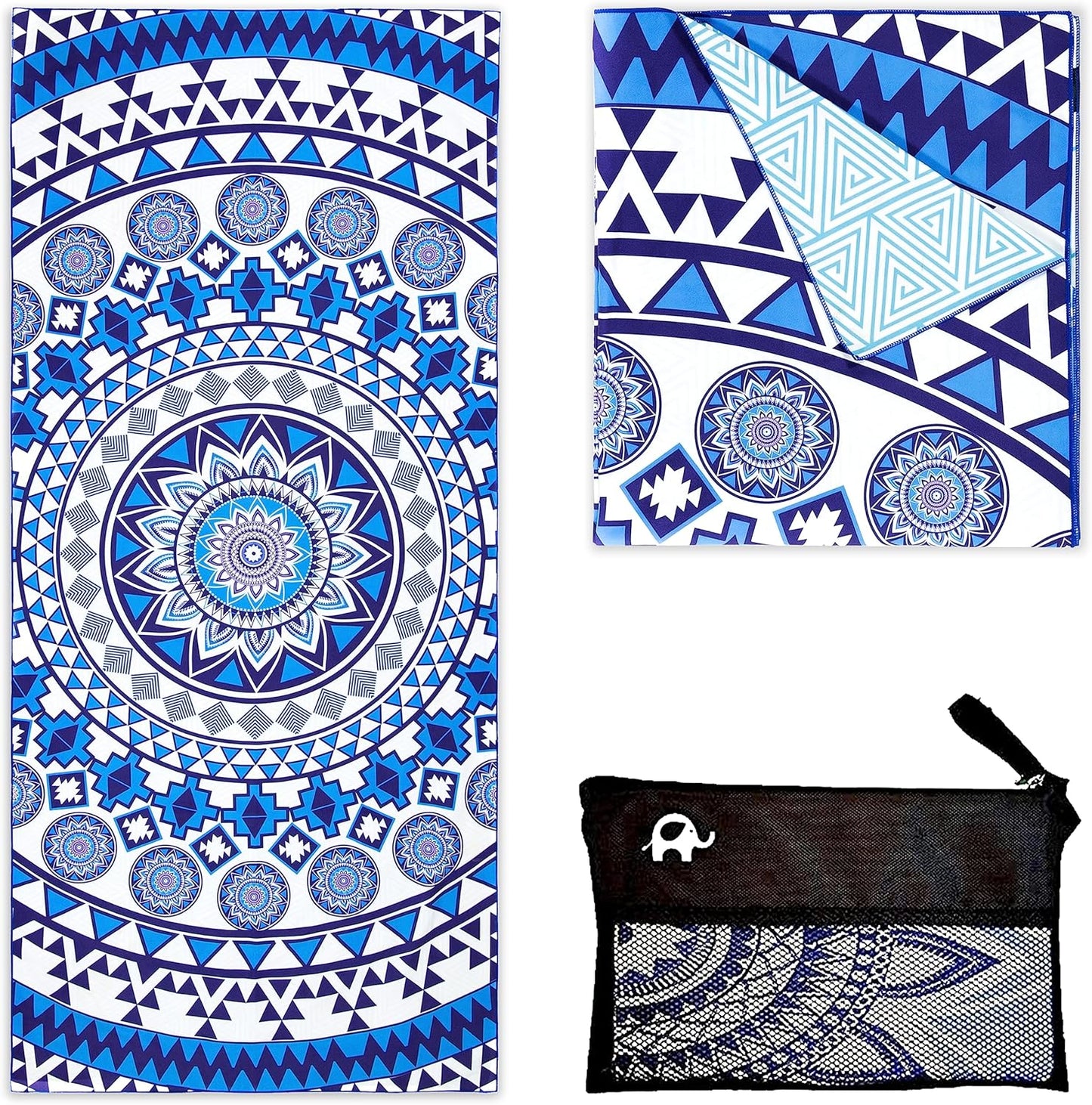 Elite Trend Microfiber Beach Towel for Adults with Bag - Extra Large 78x35 inch Lightweight Sand Free Quick Dry Towel for Travel, Swimming, Yoga, Camping (Blue Angel)