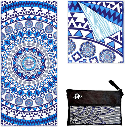 Elite Trend Microfiber Beach Towel for Adults with Bag - Extra Large 78x35 inch Lightweight Sand Free Quick Dry Towel for Travel, Swimming, Yoga, Camping (Blue Angel)