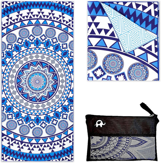 Elite Trend Microfiber Beach Towel for Adults with Bag - Extra Large 78x35 inch Lightweight Sand Free Quick Dry Towel for Travel, Swimming, Yoga, Camping (Blue Angel)