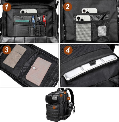 LHI Military Tactical Backpack for Men and Women 45L Army 3 Days Assault Pack Bag Large Rucksack with Molle System