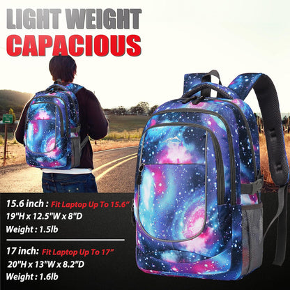 ProEtrade Galaxy Backpack Bookbag for College Sturdy Travel Business Hiking Fit Laptop Up to 15.6 Inch Multi Compartment Gifts for Men Women Night Light Reflective (Galaxy)